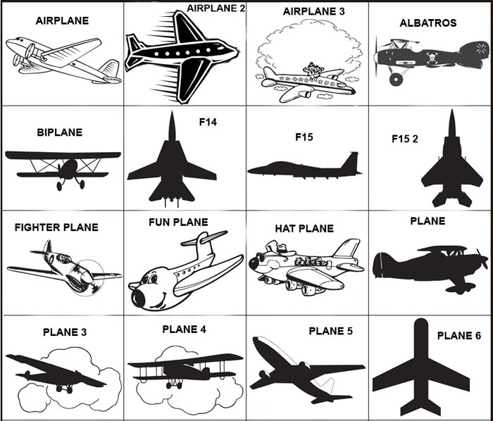 First group of aviation airplane engraving designs.