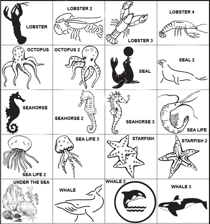 Misc Marine Designs: Lobster, Seal, Seahorse, Octopus, Sea Life, Starfish, Under the Sea, Whale