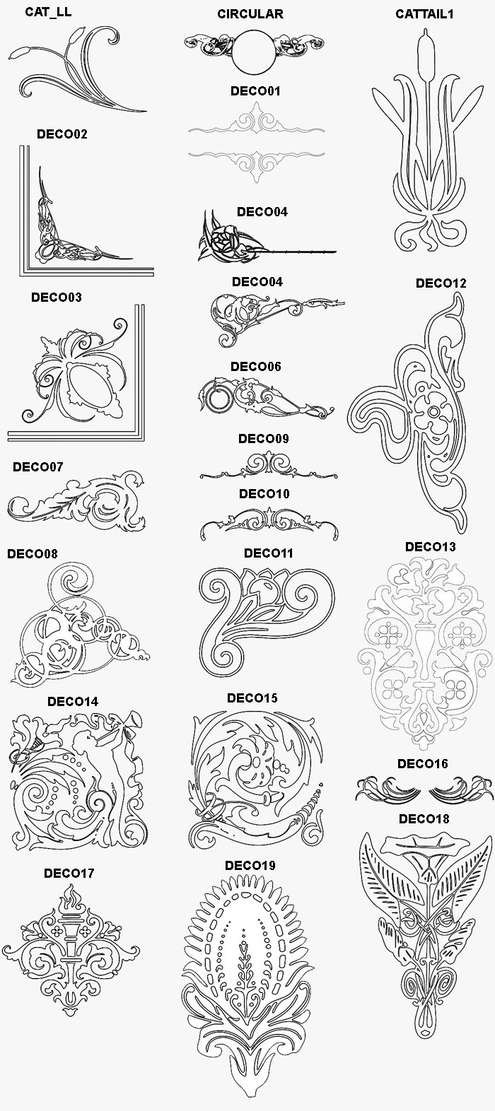 Group One Decorative Engraving Designs 
