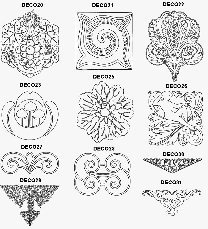 Group Two Decorative Engraving Designs 