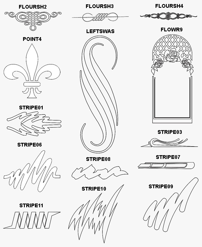 Group Four Decorative Engraving Designs 