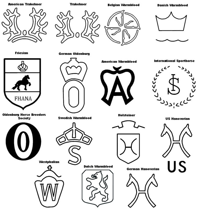 Horse breed logos available for engraving. Any of these designs can be engraved on the gift and award items we offer.