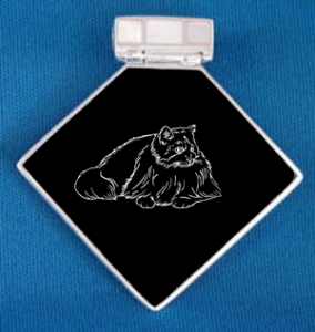 Black Onyx Necklace with Engraved Cat Design