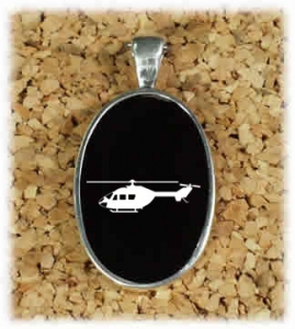 Black Onyx Necklace with Engraved Helicopter Design