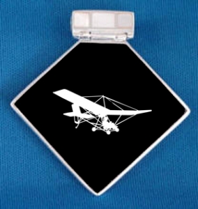 Black Onyx Necklace with Engraved Aviation Design