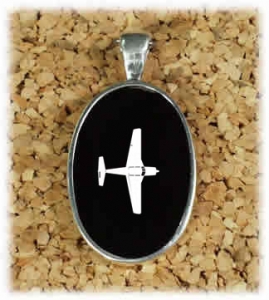 Black Onyx Necklace with Engraved Plane Design