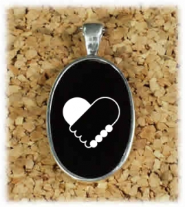 Black Onyx Necklace with Engraved Heart Design