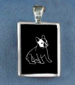 Black Onyx Necklace with Engraved Bulldog Design
