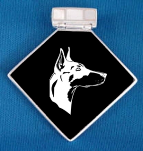 Black Onyx Necklace with Engraved Doberman Design