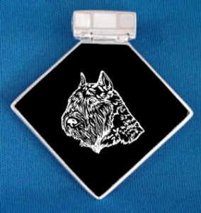 Black Onyx Necklace with Engraved Herding Dog Design