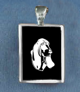Black Onyx Necklace with Engraved Hound Dog Design