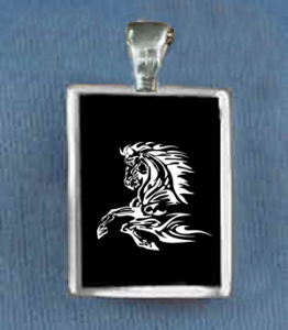 Black Onyx Necklace with Engraved Horse Design Two