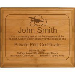Pilot Certificate Bamboo Plaque