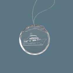 Boat Design Engraved Glass Ornament