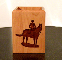 Maple Wood Pen Holder - Laser Engraved Custom Image