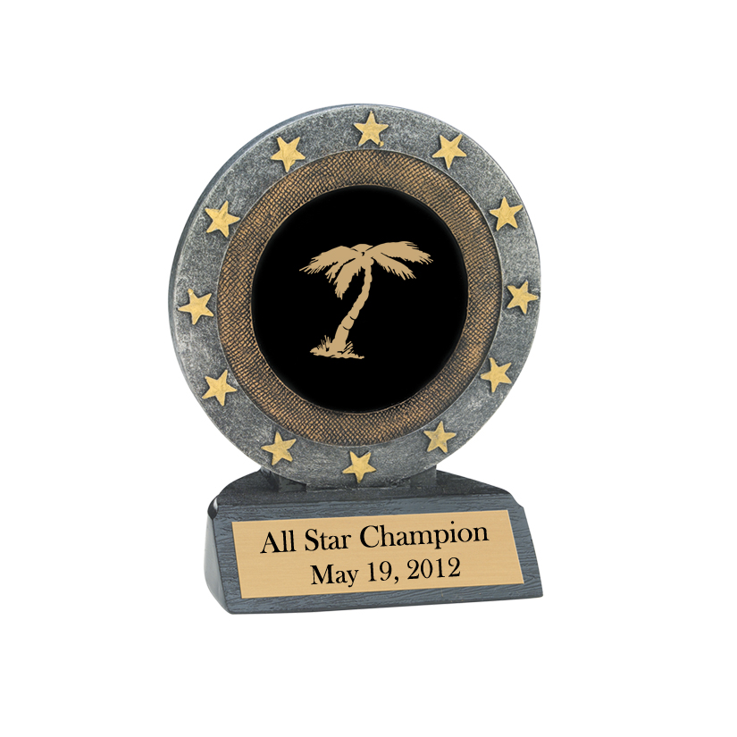 Custom engraved tree award trophy with your choice of personalized text and tree design. Tree Trophy