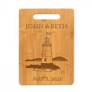 Custom engraved bamboo cutting board with engraved lighthouse design of your choice. Lighthouse Cutting Board