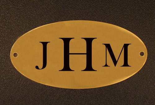 Custom engraved solid brass tack trunk Plate.