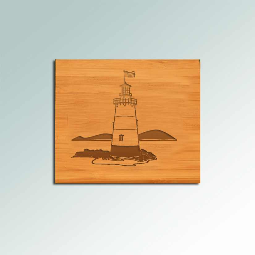 Custom engraved bamboo lighthouse coaster set with your choice of lighthouse design and personalized text. 85+ lighthouse designs to choose from.