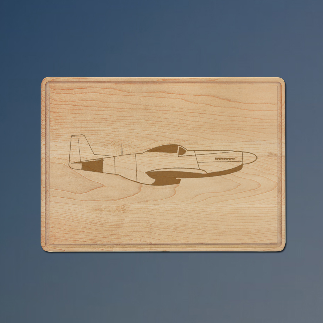 Engraved maple drip ring military aircraft cutting board with military aircraft design and personalized text. 55+ military aircraft designs to choose from.
