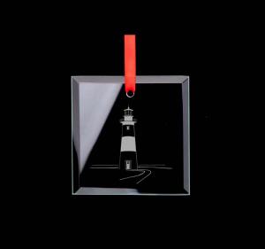 Square Glass Lighthouse Ornament