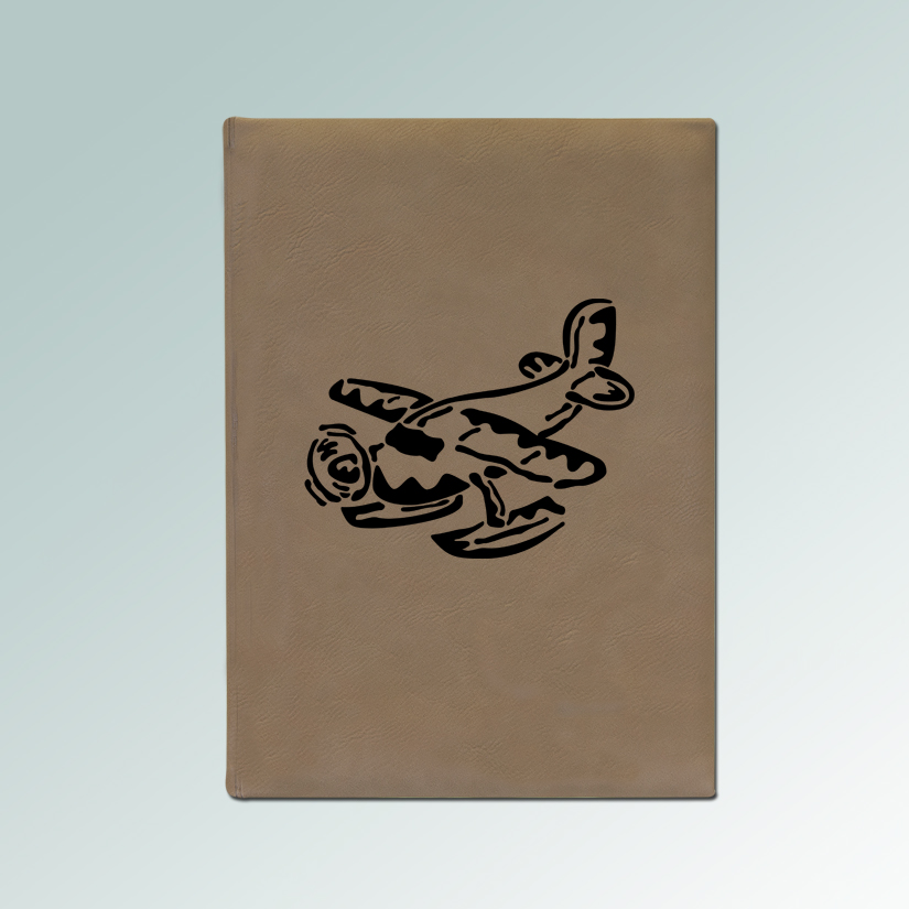 Personalized airplane sketchbook with your choice of airplane design and custom engraved text. 85+ airplane designs to choose from.