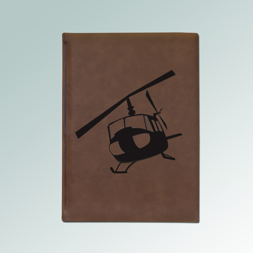 Personalized helicopter sketchbook with your choice of helicopter design and custom engraved text. 50+ helicopter designs to choose from.
