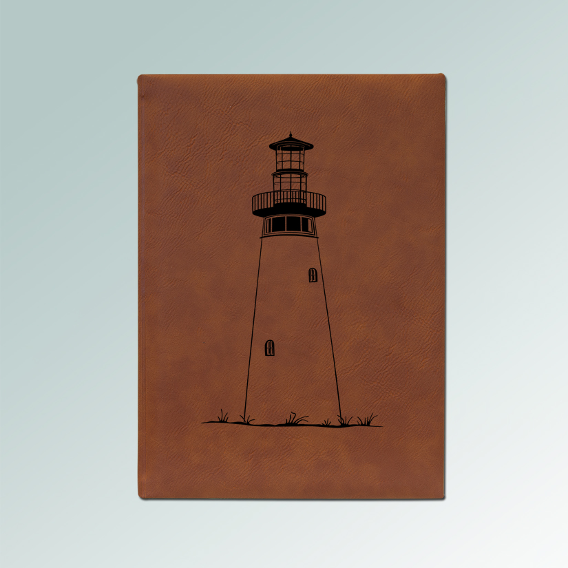 Personalized lighthouse sketchbook with your choice of lighthouse design and custom engraved text. 85+ lighthouse designs to choose from.