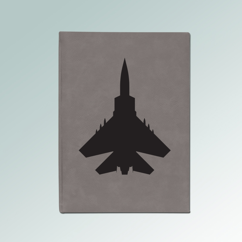 Personalized military aircraft sketchbook with a choice of military aircraft design and custom engraved text. 55+ military aircraft designs to choose from.