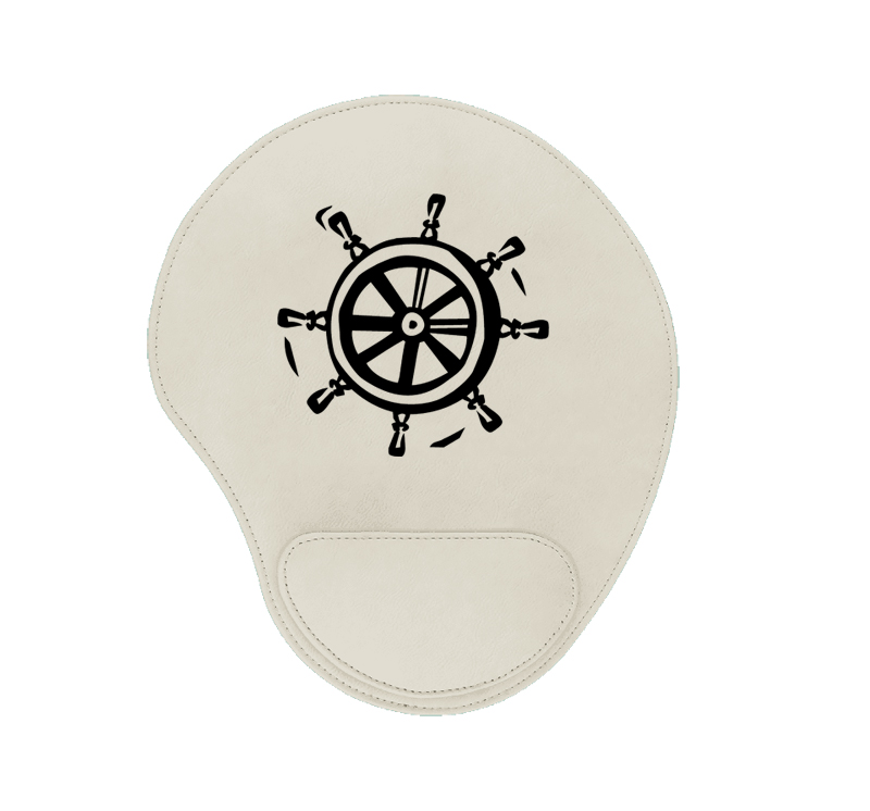 Personalized leatherette mouse pad with custom engraved nautical design and text. Nautical Mouse Pad