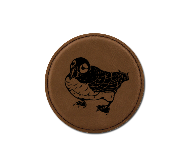 Personalized bird design leatherette coaster with custom engraved text. Bird Coasters