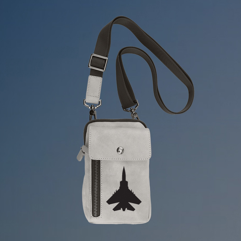 Personalized crossbody pilot bag with your choice of Military Aircraft design and custom engraved text.