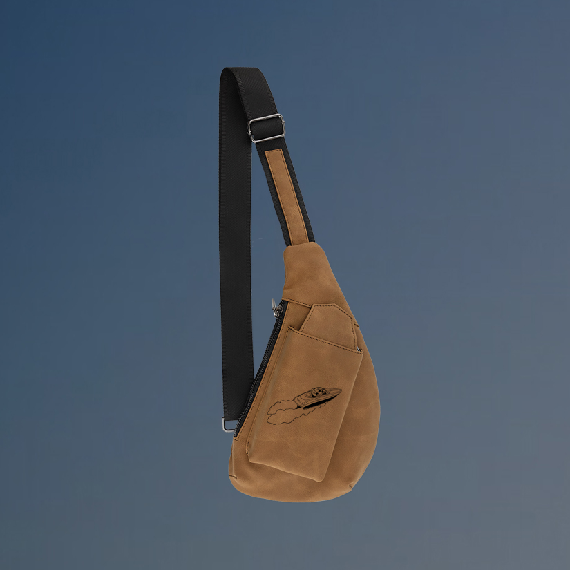 Personalized crescent boat crossbody bag with your choice of bird design and custom engraved text.