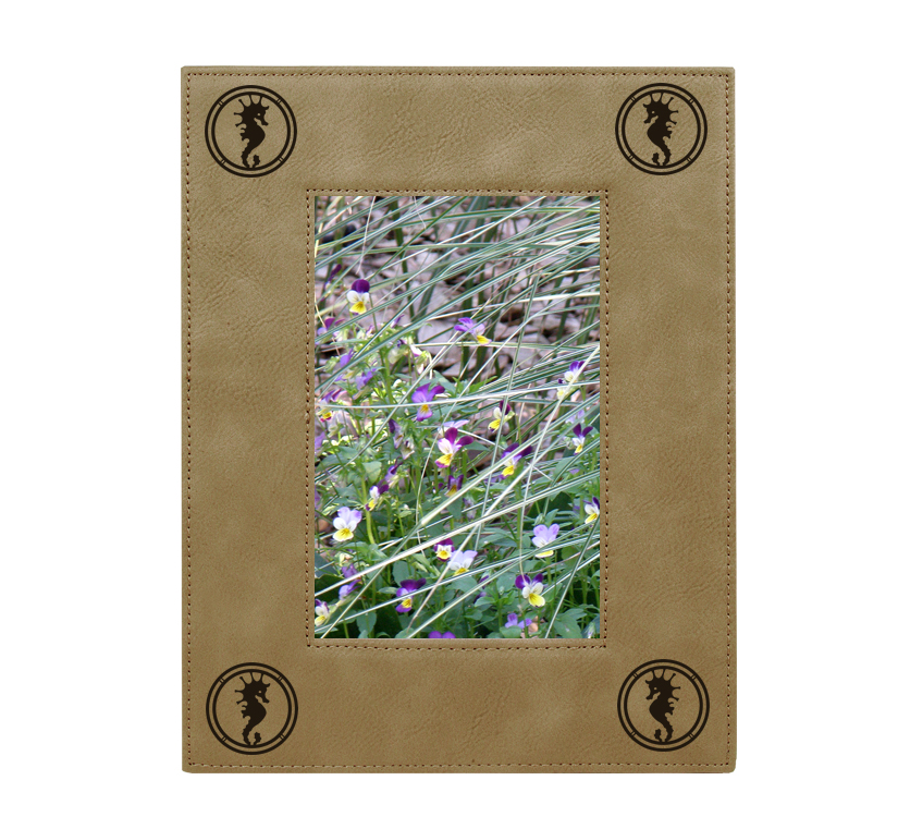 Personalized leatherette picture frame with your choice of marine life design and custom text. Marine Frame