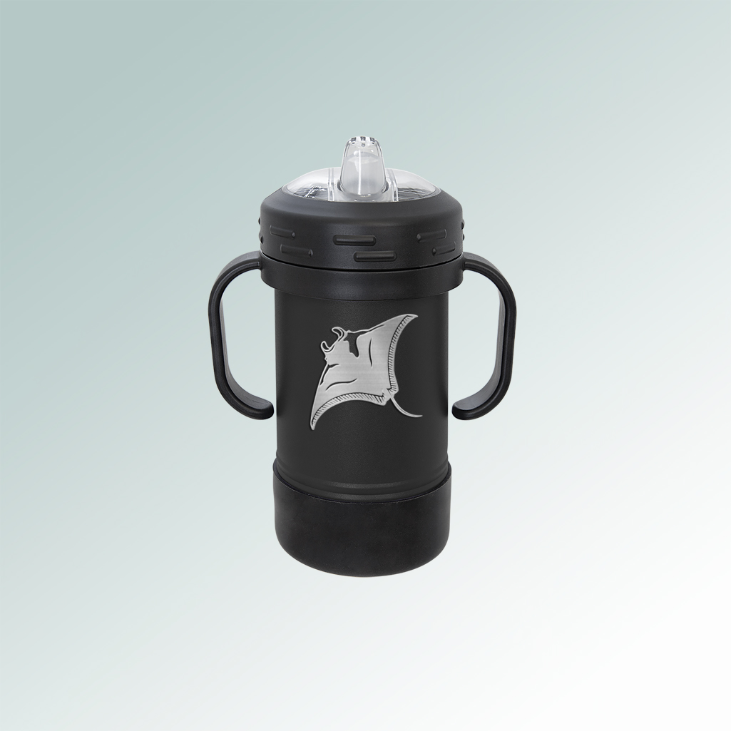 Custom engraved stainless steel marine life sippy cup with your choice of marine life design and personalized text. 100+ marine life designs to choose from.