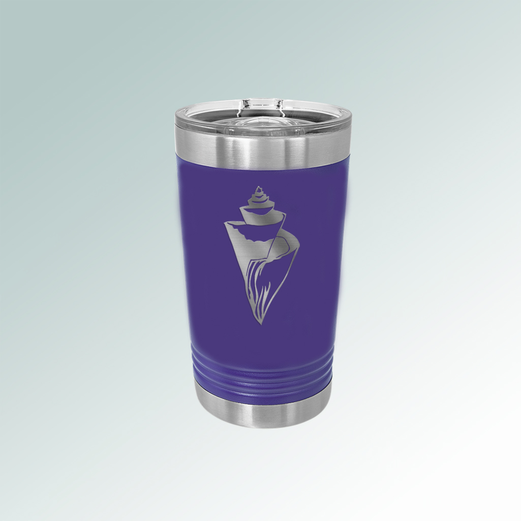 Personalized stainless steel polar camel pint glass with custom engraved text and a nautical design. Nautical Pint Glass