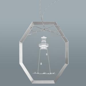 Personalized engraved Christmas ornament / sun catcher with text and lighthouse design of your choice. Lighthouse Ornament