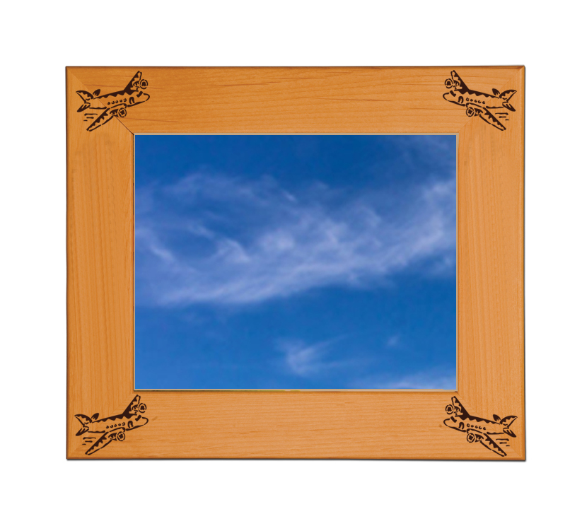 Personalized airplane picture frame with your choice of airplane design and personalized text. Airplane Picture Frame