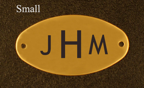 Small brass engraved tact trunk nameplate.