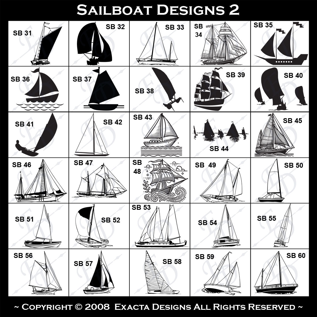 Family Cruiser, Gaff-Rigged Cutter, Inland Lake Scow, Friendship Sloop, Jib