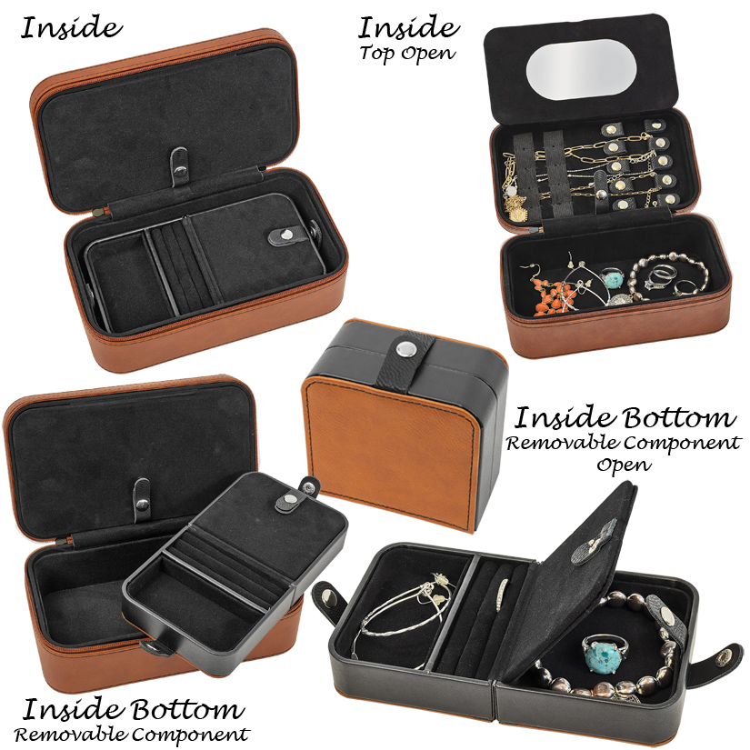 These leatherette train design jewelry boxes have lots of space for all of your jewelry needs.