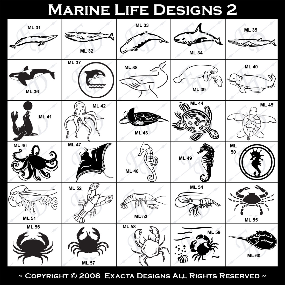 Humpback Whale, Manatee, Seal, Octopus, Seal & Ball, Sting Ray, Clownfish
