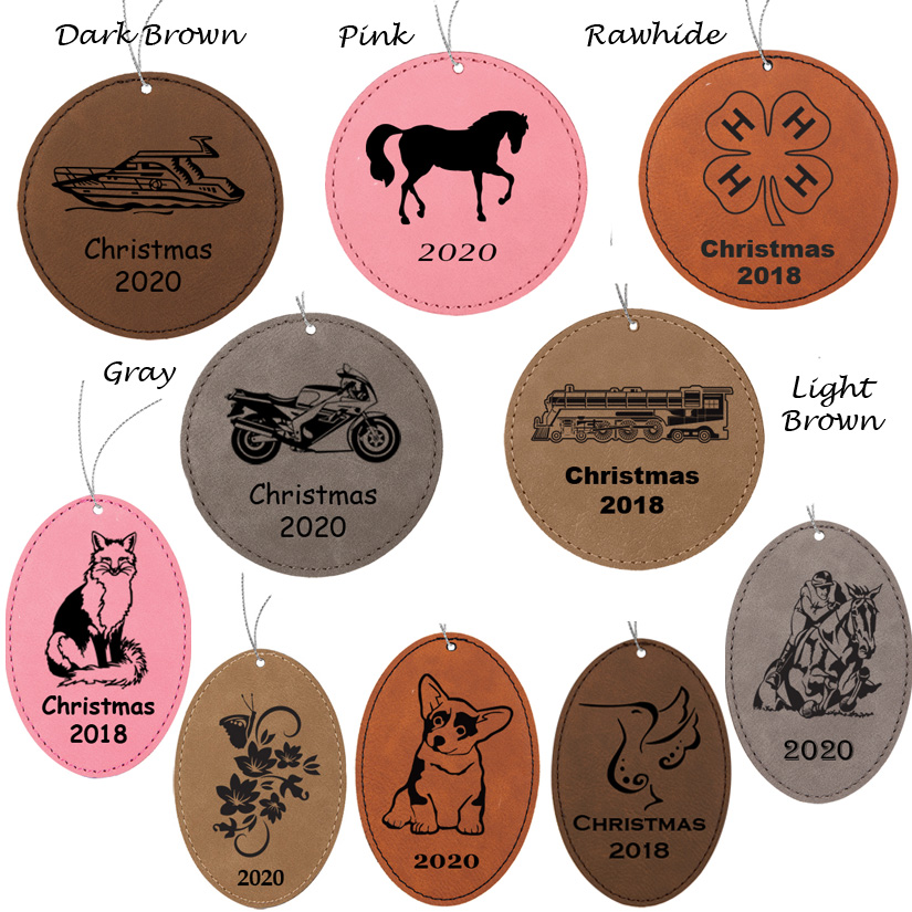 Custom engraved train design Christmas ornament.