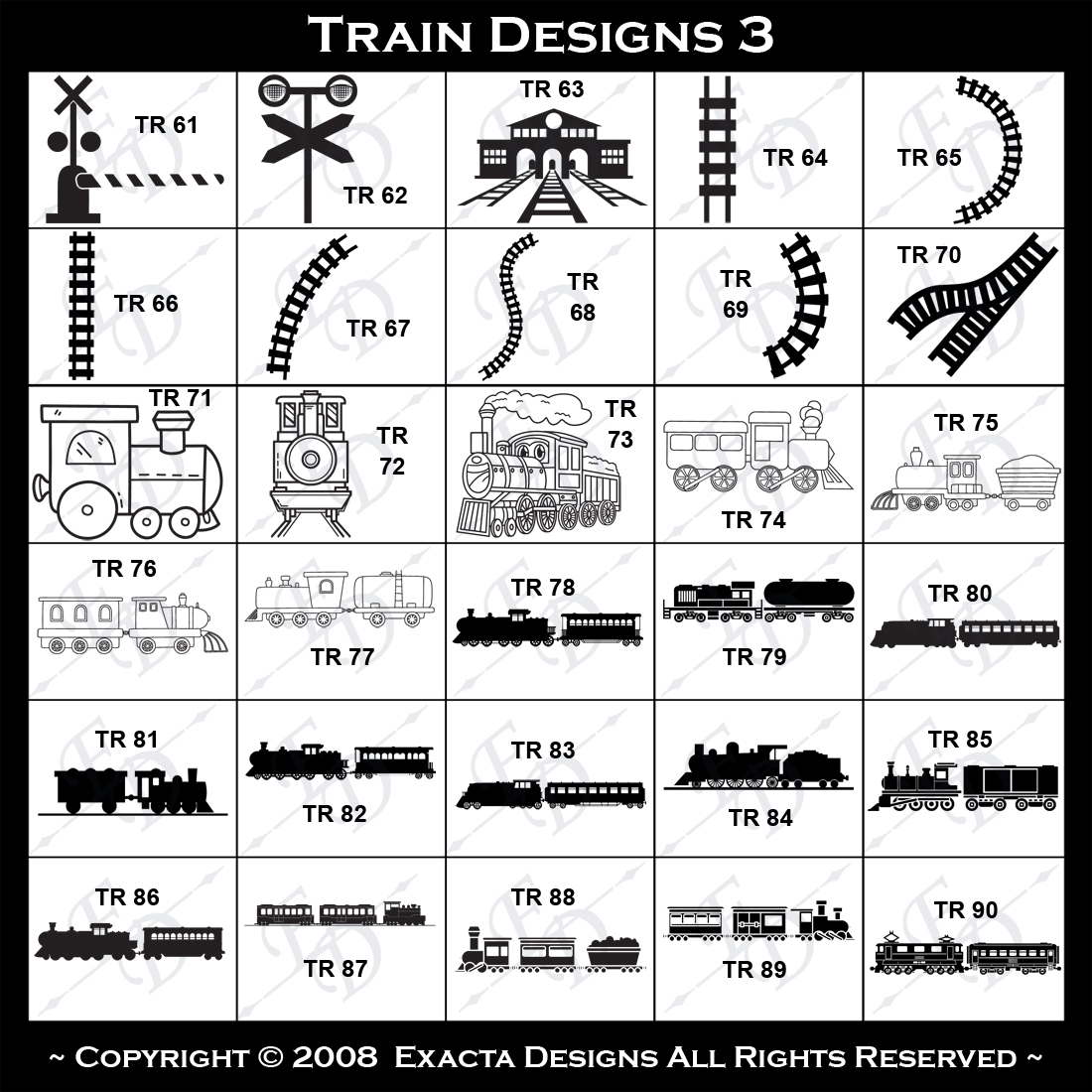 Railroad Tracks, Baggage Car, Dinning Car, Tank Car, Train Bridge