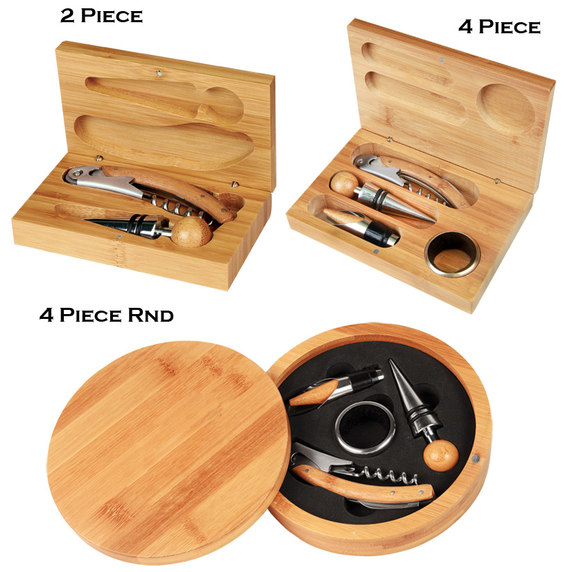 The bamboo wine tools gift sets make great awards and gifts.