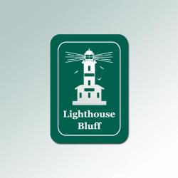 Personalized plastic lighthouse sign with your choice of engraved text and lighthouse design. 85+ lighthouse designs to choose from.
