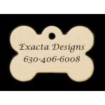 Personalized solid brass dog bone engraved ID tag.