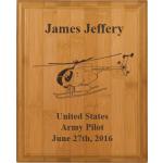 Bamboo wood plaque with your choice of helicopter design and personalized text. Aviation Plaque