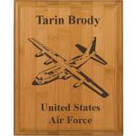 Bamboo wood plaque with your choice of military aircraft design and personalized text. Pilot Plaque