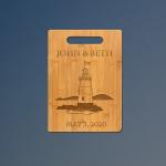 Custom engraved bamboo lighthouse cutting board with engraved lighthouse design of your choice. 85+ lighthouse designs to choose from.